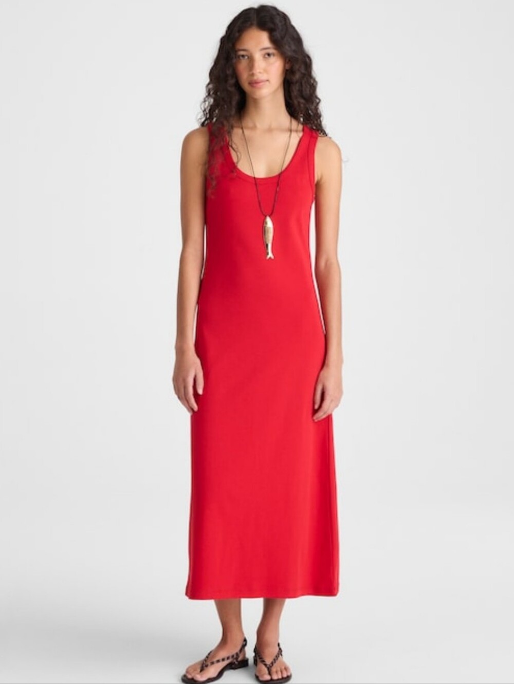 Madewell Scoopneck Tank Maxi Dress in Compact Cotton - Varsity Red